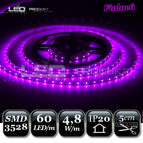 LED pásik SMD3528 60LED/m fialový IP20
