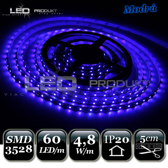 LED pásik SMD3528 60LED/m modrý IP20