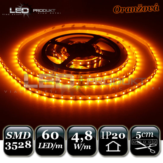 LED pásik SMD3528 60LED/m oranžový IP20
