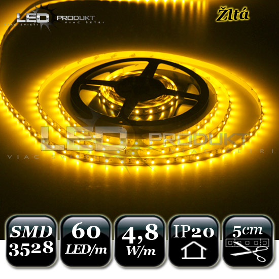 LED pásik SMD3528 60LED/m žltý IP20